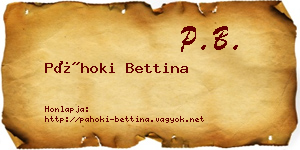 Páhoki Bettina névjegykártya